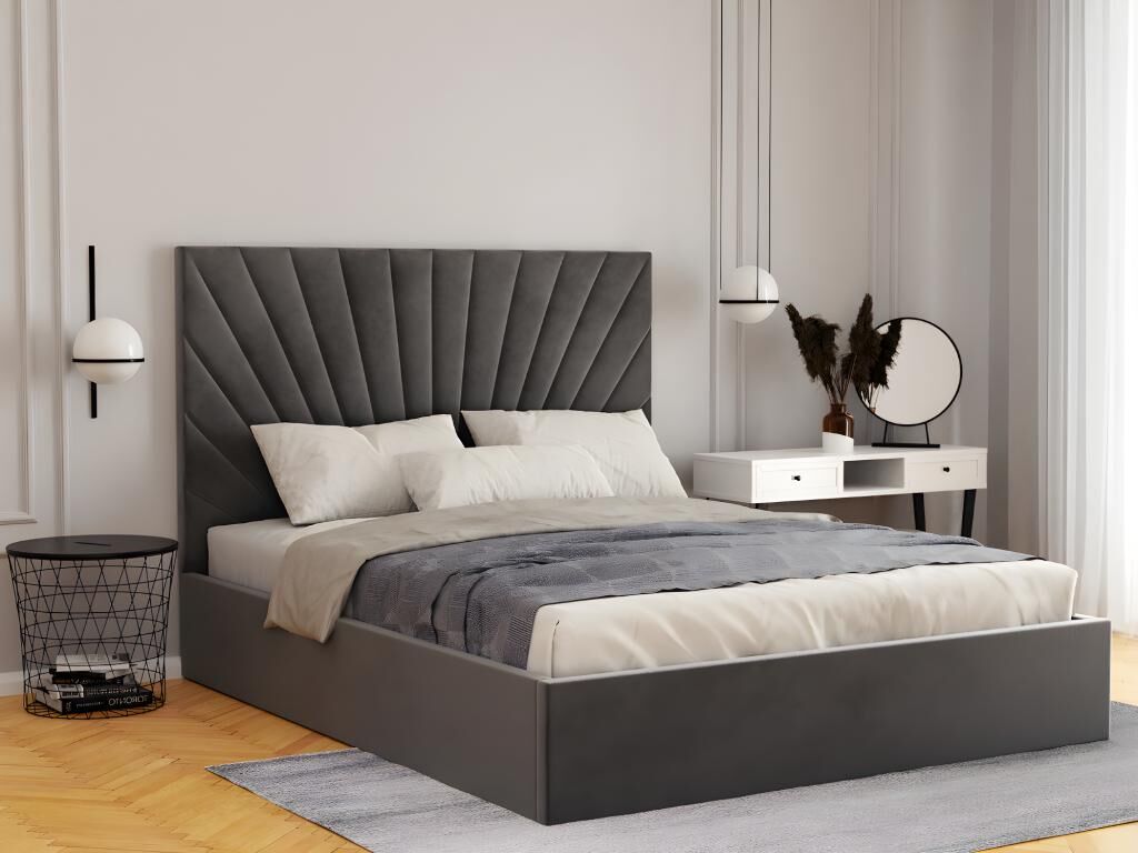 Cama arcón 140 x 190 cm - Terciopelo - Gris - RILIODA de Pascal Morabito