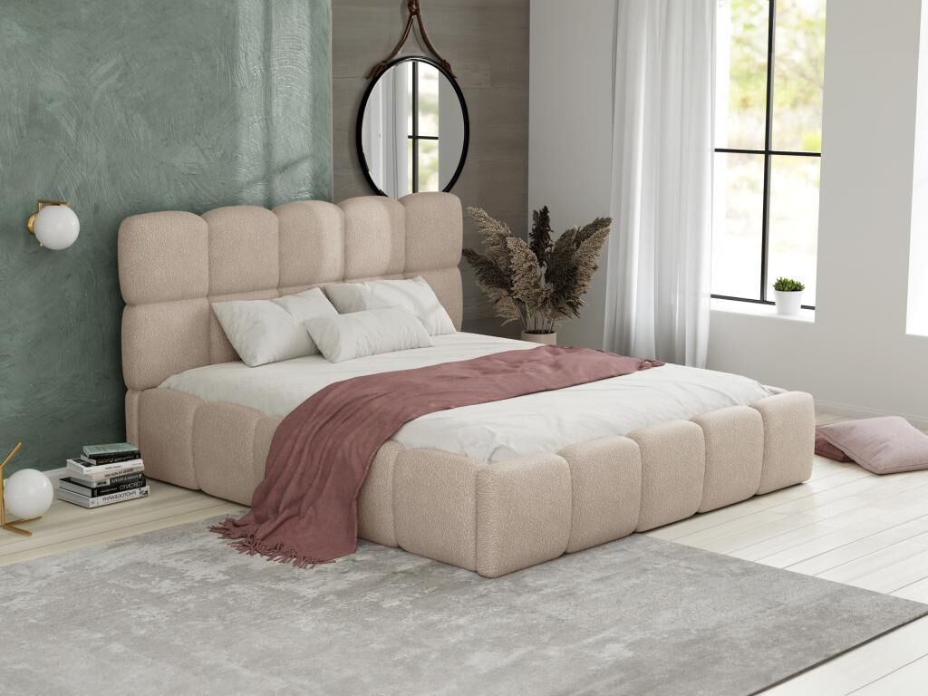 Cama arcón - 180 x 200 cm - Tela bouclette - Beige - DAMADO de Pascal Morabito