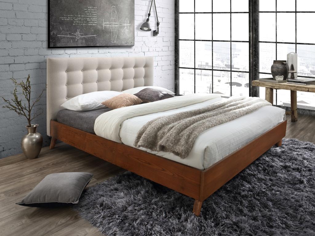 Unique Cama FRANCESCO 160x200cm - Tela beige