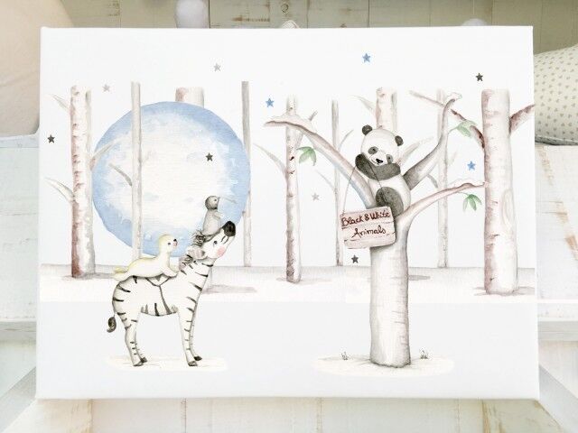 imda Cuadro infantil 'Animals Black & White' (lienzos: Medida 40 x 70cm)