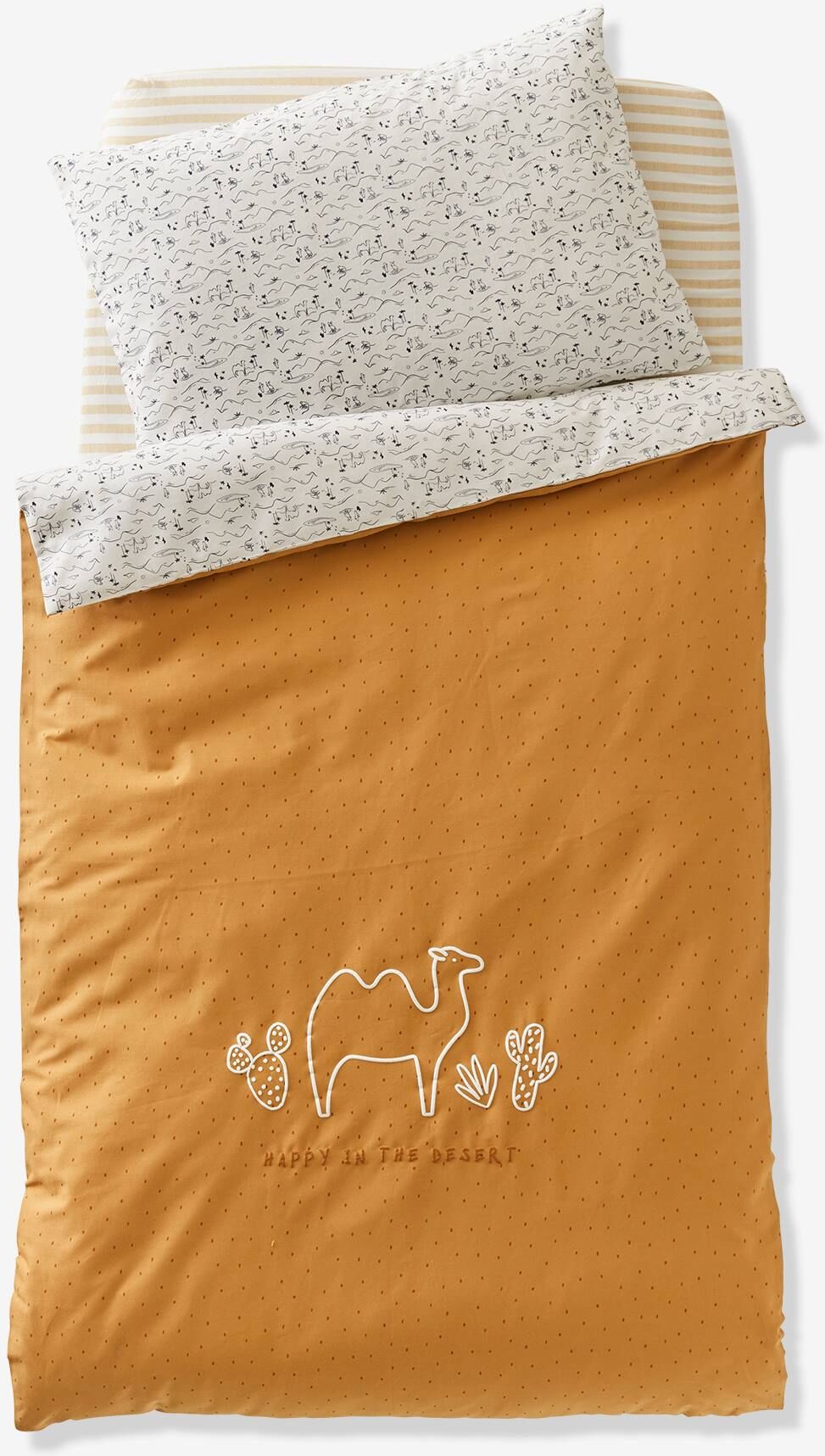 VERTBAUDET Funda nórdica para bebé Wild Sahara marron claro liso