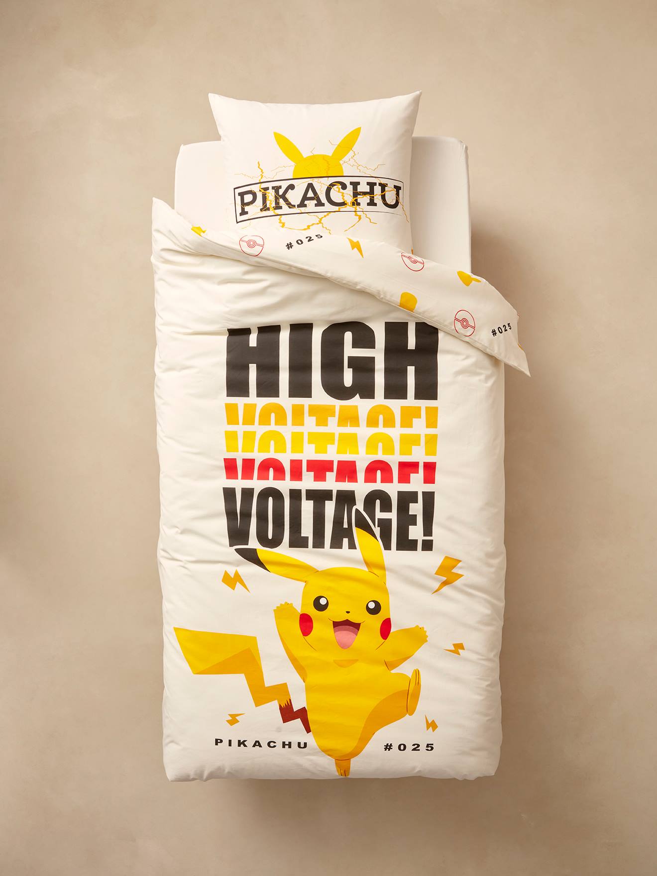 Conjunto infantil: funda nórdica + funda de almohada Pokémon® High Voltage blanco