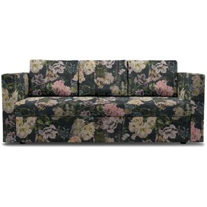 IKEA - Friheten 3 Seater Sofa Bed Cover, Delft Flower - Graphite, Linen - Bemz