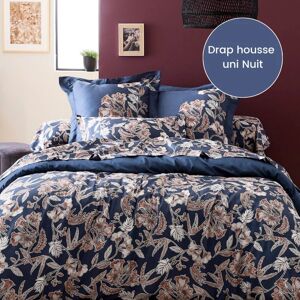 Drap housse satin Tradilinge BOTANIC NUIT - Coloris NUIT (Couleur : Nuit)