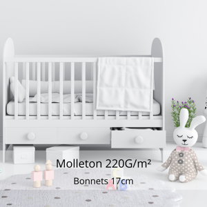 Protege Matelas Bebe, molleton 220GRS/M2 - Bonnets 17cm - Tradilinge (Couleur : Blanc)