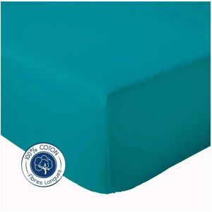 Drap housse 100% coton Tradilinge BLEU PAON (Couleur : Bleu Paon)