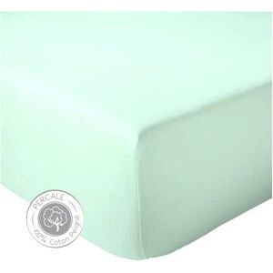 Drap housse percale Tradilinge CELADON (Couleur : Céladon)