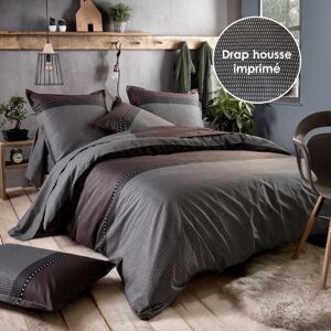 Drap housse satin Tradilinge ENZO NOIR - Imprimé coordonné (Couleur : Imprimé coordonné)