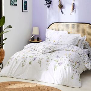 Housse de couette 100% coton Tradilinge FOLIFLORA BLANC