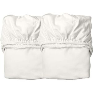 Leander A/S Leander - Drap housse pour lit bebe, 100% coton bio, 115 x 60 cm, snow (set de 2)