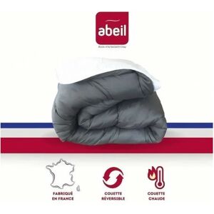 Abeil - Couette Bicolore - 200 x 200 cm - Blanc et gris - Publicité