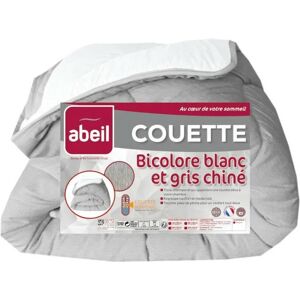 Abeil - Couette temperee bicolore 240x260cm - Blanc + Gris chine - Multicolore - Publicité