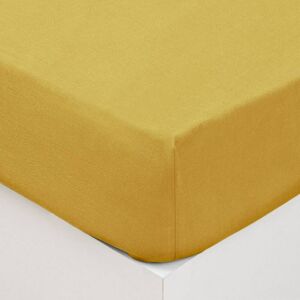 Drap-housse coton lavé jaune moutarde 140x190cm Atmosphera créateur d'intérieur - Ocre - Publicité