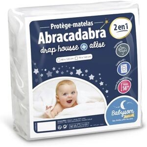 Protège Matelas Bébé 2 en 1 - 70x140 cm - Drap housse + Alèse Imperméable - Jersey 100% Coton - Souple et Silencieux - blanc - Babysom - Publicité