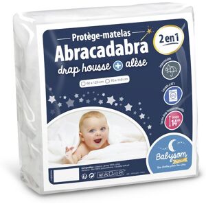 Protège Matelas Bébé 2 en 1 - 60x120 cm - Drap housse + Alèse Imperméable - Jersey 100% Coton - Souple et Silencieux - blanc - Babysom - Publicité