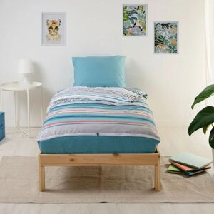Caradou® Parure de lit enfant 90x190cm avec couette Ritmo Bleu Calin Bleu clair - Publicité