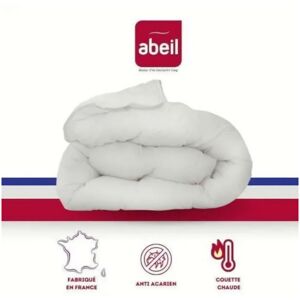 Couette anti-acariens - 220 x 240 cm - Chaude - 400 g/m² 2 personnes - Blanc Abeil - Publicité