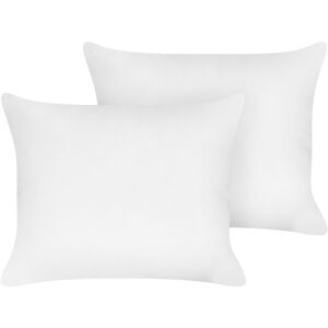 BELIANI Deux Oreillers de Lit Chambre Rectangulaire 50 x 60 cm Profil Bas Coton Couverture Lyocell Japara Remplissage Polyester Blanc Triglav - Publicité