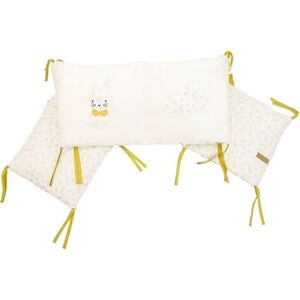 DOMIVA Tour de lit Leafy Bunny - Coton bio & Polyester recylclé - Adaptable lit 60120 ou 70140 - Blanc/Jaune - 30 x 180 cm - Publicité