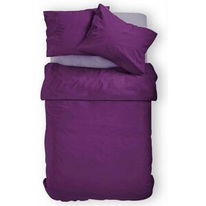 Gabrielle - Parure de lit 2 violet roi 1 housse de couette 150x200cm + 1 taie 80x80cm avec fermeture éclair ykk Microfibre unicolore Renforce 110g/m² - Publicité