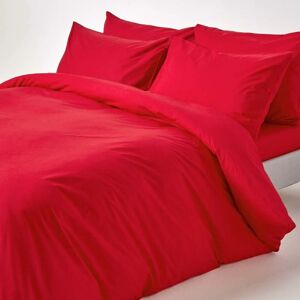 Homescapes - Housse de couette et taies d'oreiller unies en coton égyptien 200 fils Rouge 200 x 200 cm - Rouge - Publicité