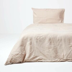 Homescapes - Parure housse de couette en lin lavé et taie d'oreiller Beige - 150 x 200 cm - Beige - Publicité