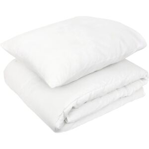 LINNEA Pack premium couette 120x150 garnissage 100% polyester 300g/m2 et oreiller 40x60 cm gavroche blanc - Blanc - Publicité