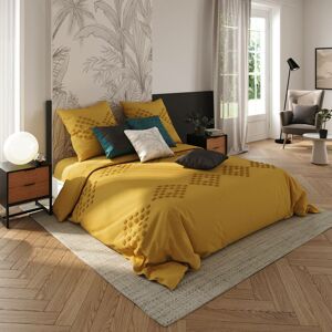 ATMOSPHERA Linge de lit 220x240 cm avec 2 taies d'oreiller et drap, ensemble jaune - Publicité