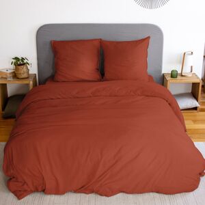 Linnea - Parure de lit mila micro lavée 100% polyester 240x220 cm - Rouge Terracotta - Publicité