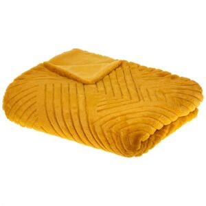 Atmosphera - Plaid 3D Géo fausse fourrure jaune moutarde 180x230cm créateur d'intérieur - Ocre - Publicité