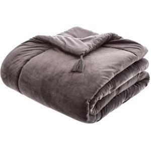 ATMOSPHERA Plaid Matelassé Velours Froz 80x180cm Gris - Publicité