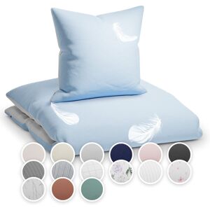 SLEEPWISE Soft Wonder-Edition parure de lit 135x200 cm bleu gris / blanc - Publicité