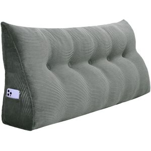 Vercart - Coussin de Lecture Compensé, Triangulaire Coussin à Coins, Gros Coussin Canapé, Traversin Tête de lit Support Arrière, Oreiller Cervical Dossier de Soutien Lombaire, Velours Côtelé, Gris 160cm - Gris - Publicité