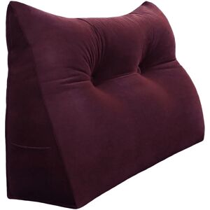 Vercart - Coussin de Lecture Compensé, Triangulaire Coussin à Coins, Gros Coussin Canapé, Traversin Tête de lit Support Arrière, Oreiller Cervical Dossier de Soutien Lombaire, Velours Vin Rouge 80cm - Rouge - Publicité