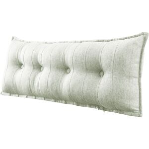 Vercart - Grand Oreiller de Lit Décoratif, Coussin de Lecture Capitonné de Boutons, Oreiller de Corps pour Dormeur Latéral, Beige Mélange de lin, 120 x 8 x 50 cm - Blanc - Publicité