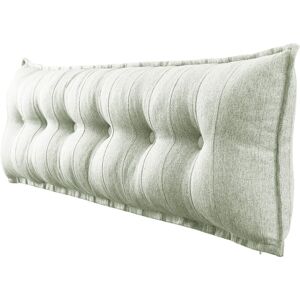 Vercart - Grand Oreiller de Lit Décoratif, Coussin de Lecture Capitonné de Boutons, Oreiller de Corps pour Dormeur Latéral, Beige Mélange de lin, 180 x 8 x 50 cm - Blanc - Publicité