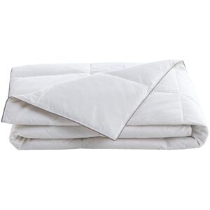 Vente-unique.com Couette anti-acariens enveloppe 100% percale - 140 x 200 cm - garnissage plumettes et duvet - 300 g/m2 - Blanc passepoil taupe - FEATH de PALACIO