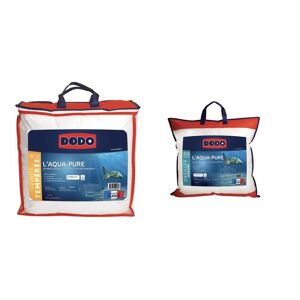 Pack DODO couette temperee 140x200 + 1 oreiller 60x60 - Enveloppe 100% coton biologique - AQUA-PURE