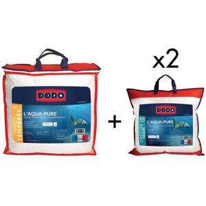 Pack DODO couette temperee 220x240 2 oreillers 60x60 Enveloppe 100 coton biologique AQUA PURE