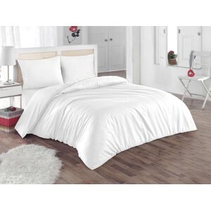 Vente-unique.com Parure de lit percale de coton 80 fils/cm² - Housse de couette 220 x 240 cm + 2 taies d'oreiller 63 x 63 cm - Blanc passepoil beige - AGAMI de PALACIO