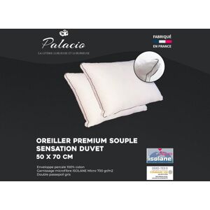 Vente-unique.com Lot de 2 oreillers sensation duvet en percale de coton 91 fils/cm² 50 x 70 cm - 700 gr - Blanc - AUXENCE