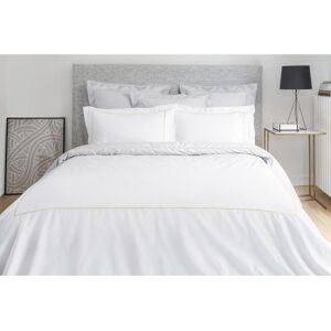 Vente-unique.com Parure de lit percale 80 fils/cm² - Housse de couette 220 x 240 cm + 2 taies d'oreiller - Blanc bourdon beige - CHARMY de PALACIO