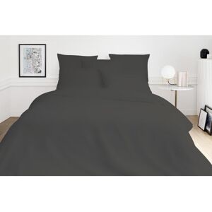 Vente-unique.com Parure de lit en satin 108 fils/cm² - Housse de couette 220 x 240 cm + 2 taies d'oreiller 63 x 63 cm - Gris anthracite - TALORA de PALACIO