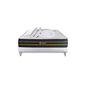 Sleepfit Pack prêt à dormir 180x200 matelas ULTRA + sommier kit blanc + 2 oreillers mémoire de forme 60x40cm + Couette Percale 260x240cm - Publicité