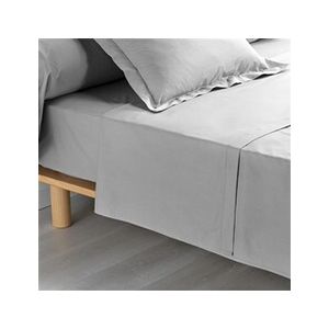 DOUCEUR D'INTERIEUR Drap plat 1 personne 180 x 290 cm percale uni 78 fils percaline +p. bourdon Gris - Publicité