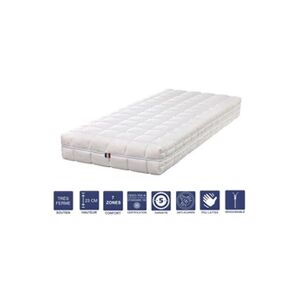 GENERIQUE Matelas Latex Naturel 200x200 x 23 cm Très Ferme + Oreiller Visco + Alèse - Tissu 100% Coton - Déhoussable Housse Lavable - 7 Zones de Confort - - Publicité