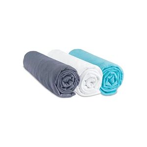 GENERIQUE Lot de 3 draps housse Coton - 70x140 - gris blanc turquoise - Publicité