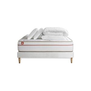 Marmottes & Co Pack prêt à dormir matelas LE PAISIBLE 140x190cm Mémoire de forme BioVisco + sommier Blanc + 2 oreillers + couette 240x220cm - Publicité