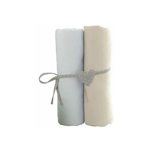 Babycalin Lot de 2 draps housse blanc / ecru 70 x 140 cm - - Publicité