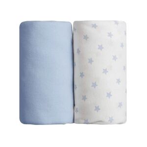 Babycalin Lot de 2 draps housse bleu / imprimé étoiles bleu 70 x 140 cm - - Publicité